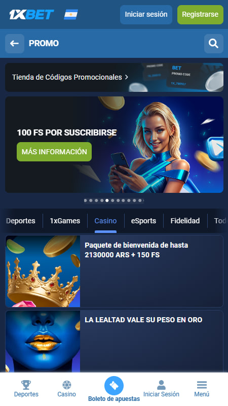 1xBet 100 giros gratis