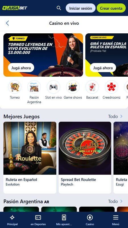 JugaBet live casino
