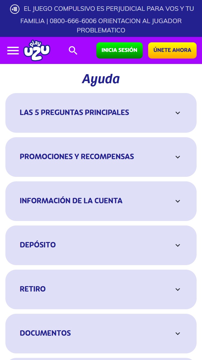 Centro de ayuda en PlayUZU