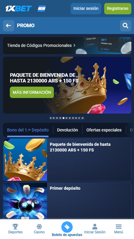 1xBet Bono de Bienvenida 