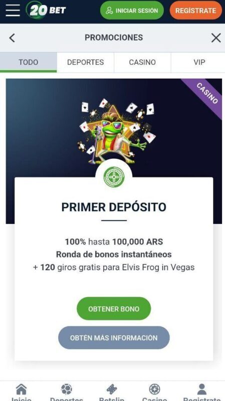 Bonos y ofertas destacadas de 20bet para Argentina