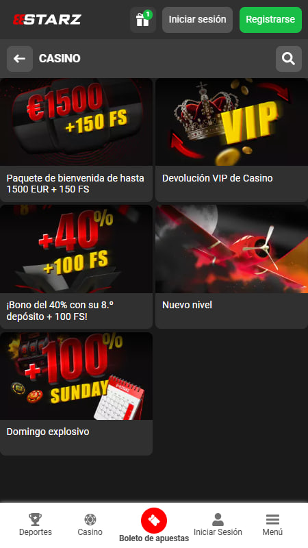 888Starz Tienda promocional con jugadas gratis