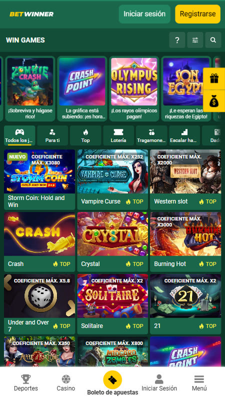 Catálogo de juegos BetWinner