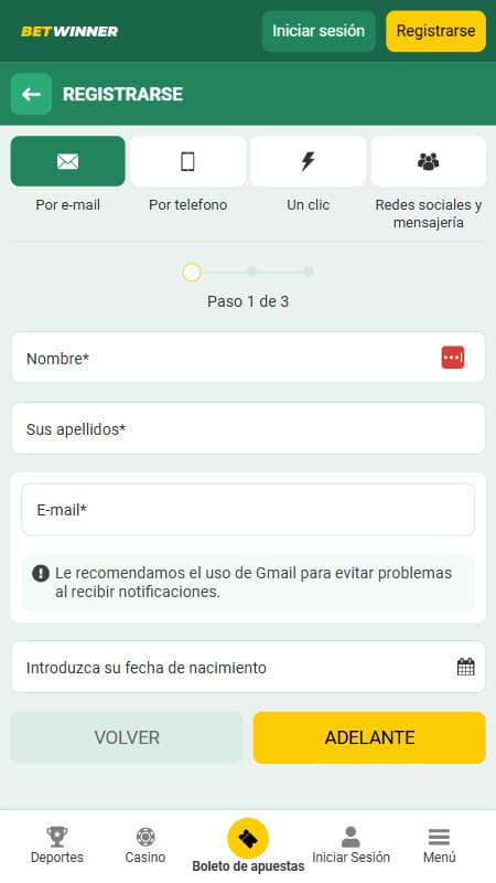 betwinner registration